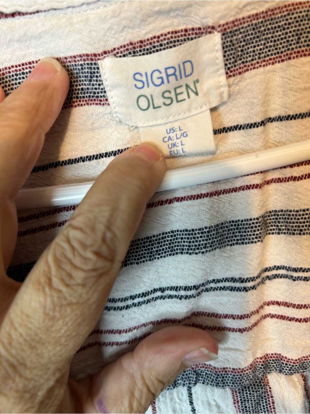 Sigred Olsen Women’s Size Large Sleeved tunic Length Blouse Striped Cotton 76 - Picture 2 of 7